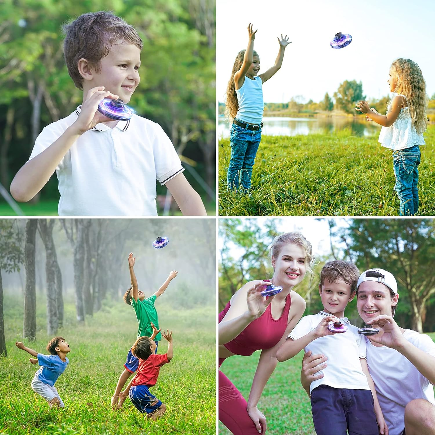 Hand Operated Drone for Kids Adults Gifts, Flying Ball Toys, Mini Spinner Dron with 360&deg; Rotating and Shining LED Lights, Small Helicopter UFO Indoor Outdoor Fun (Blue) - Blue image number 6