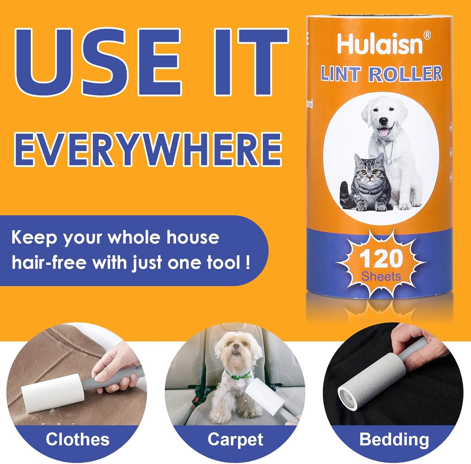 Lint Roller for Pet Hair, Extra Sticky Roller 720 Sheets, Portable Lint Remover, Sticky Lint for Clothes, Couch, Clothes Furniture and Carpet, Dog,Cat, Animal Fur Remover image number 3