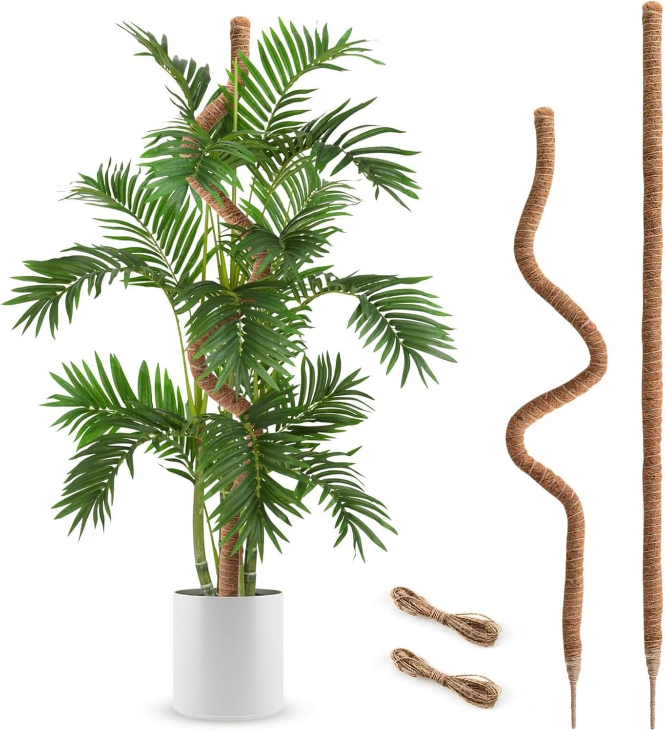 Mumiuu 2 Pack Moss Pole, 63 Inch Bendable Plant Support Sticks for Climbing Plants, Brown, Fiber & Aluminium image number 6