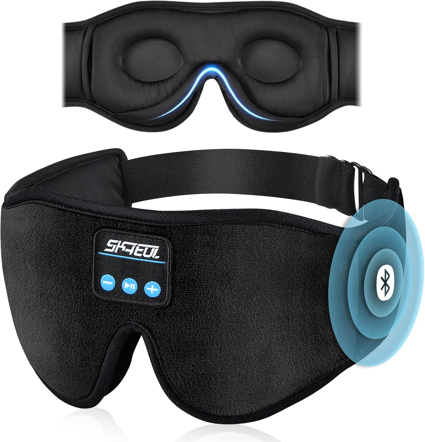 Sleep Headphones Mask, Music Eye Mask with Microphone Built-In HD Speakers, 3D Wireless Music Sleeping Headphones Sleep Eye Mask for Men Women, Zero Eye Pressure 3D Soft Eye Shade Cover for Travel (Black)