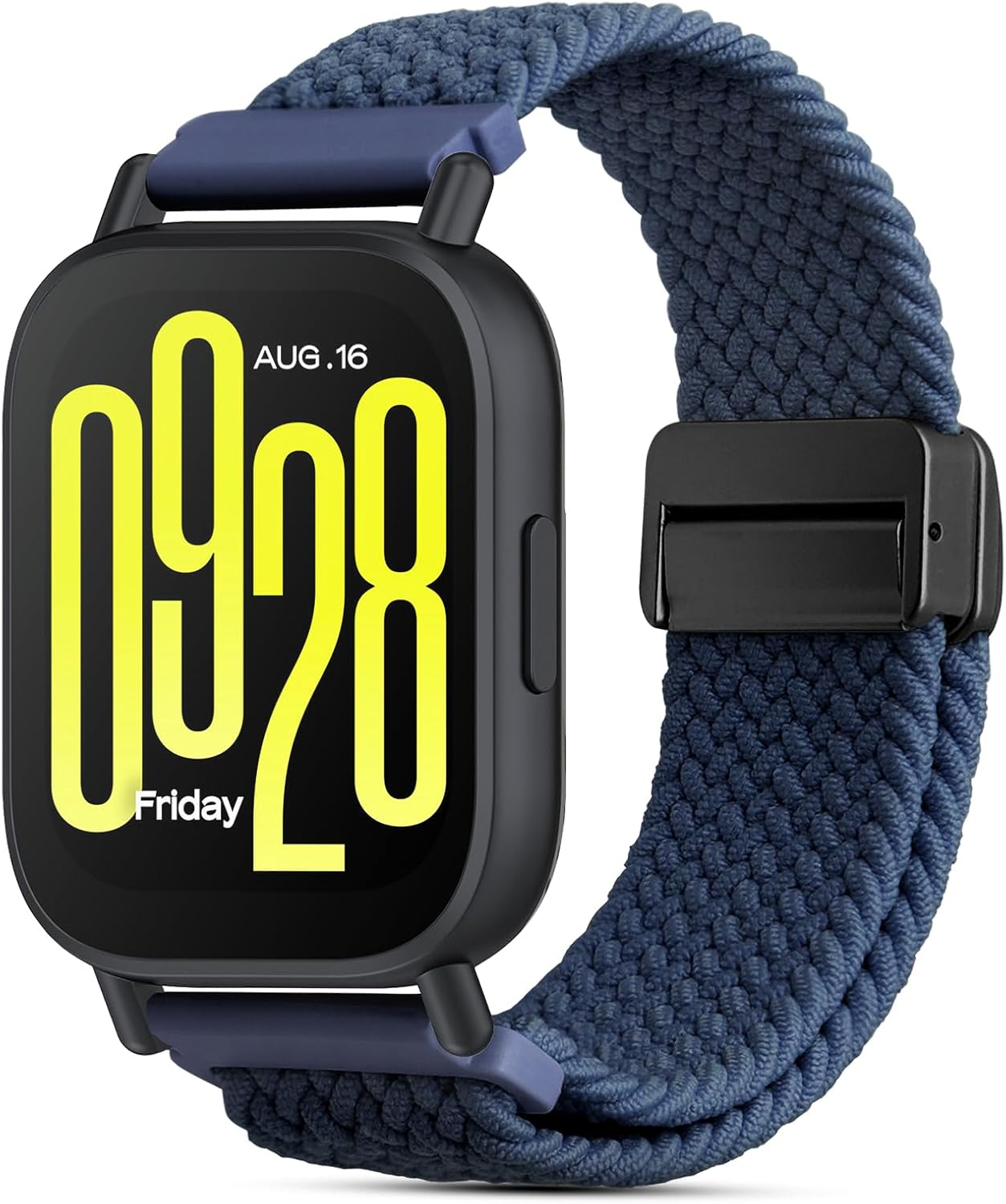 CHANRASI 22 Mm Braided Bracelet Compatible with Xiaomi Redmi Watch 5 Active/5 Lite, Elastic Nylon Bracelets with Magnetic Closure for Xiaomi Redmi Watch 5 Active/5 Lite, Black