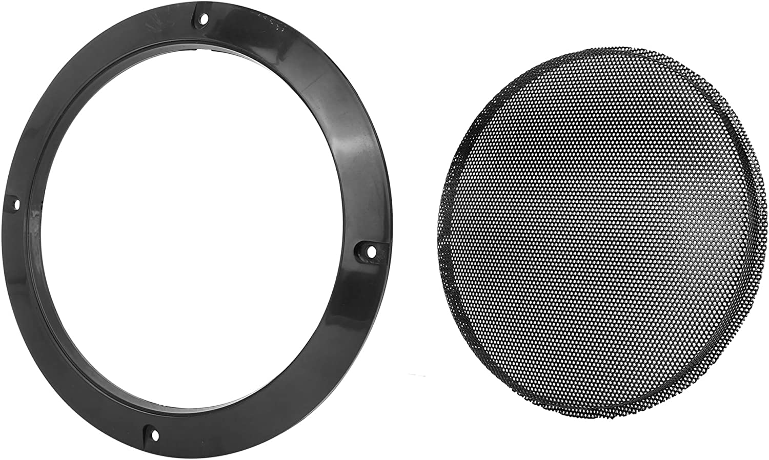 X AUTOHAUX 2Pcs 6.5 Inch Metal Glossy Audio Speaker Cover Mesh Subwoofer Grill Horn Guard Decorative Circle Grille Protector Black image number 5