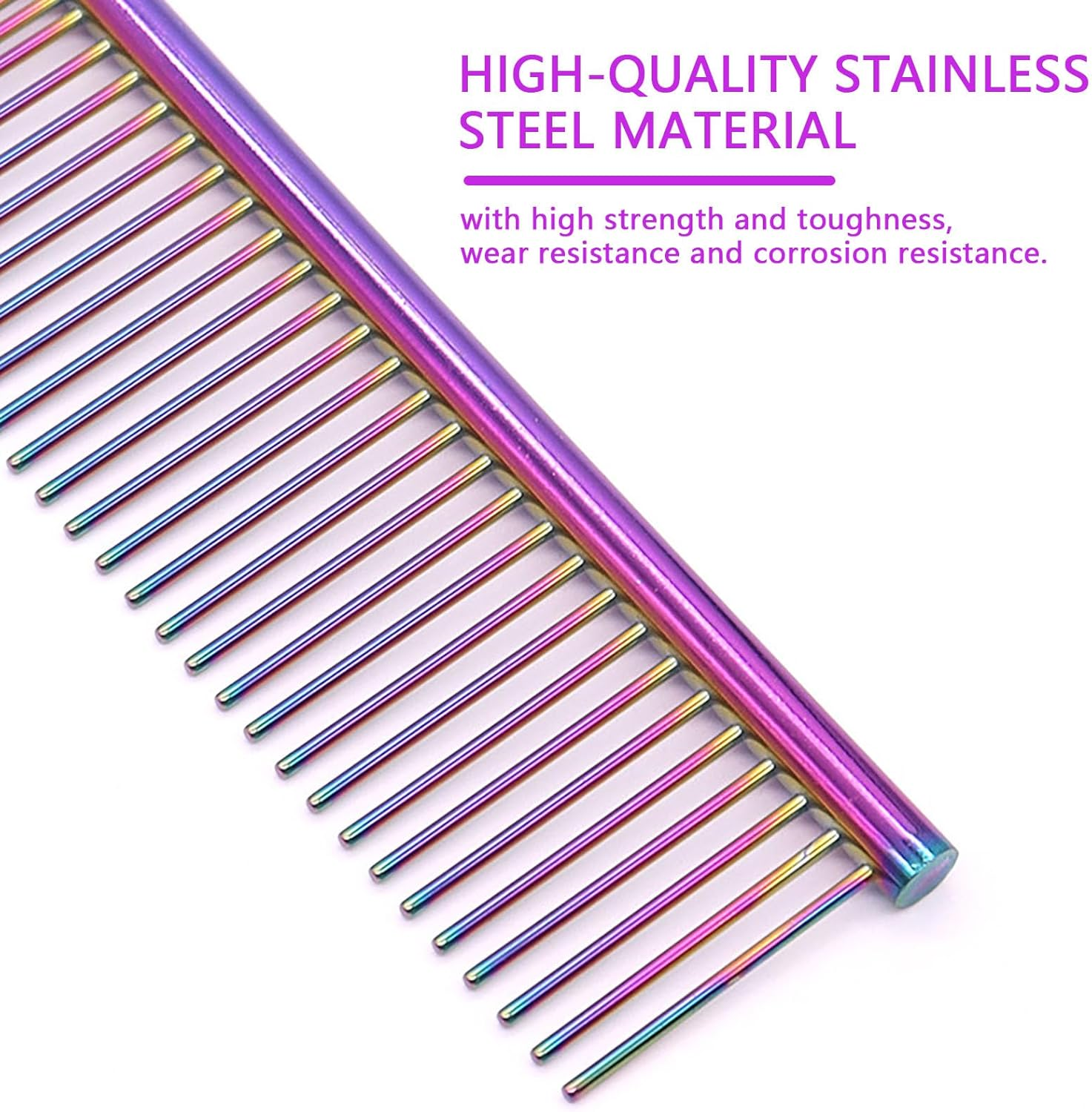 One Pair Stainless Steel Pet Comb Comfortable Add Fun Dog Combs Grooming Tangled Short Long Hair Fur Detangling Comb Tool for Dog Cat Pet image number 4