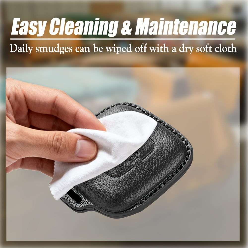 Ontto 4 Buttons Leather Car Key Fob Cover Fit for Zeekr X 001 007 009 7X Smart Key Case Keyring Shell Key Holder Keychain Accessories Green - Green image number 5