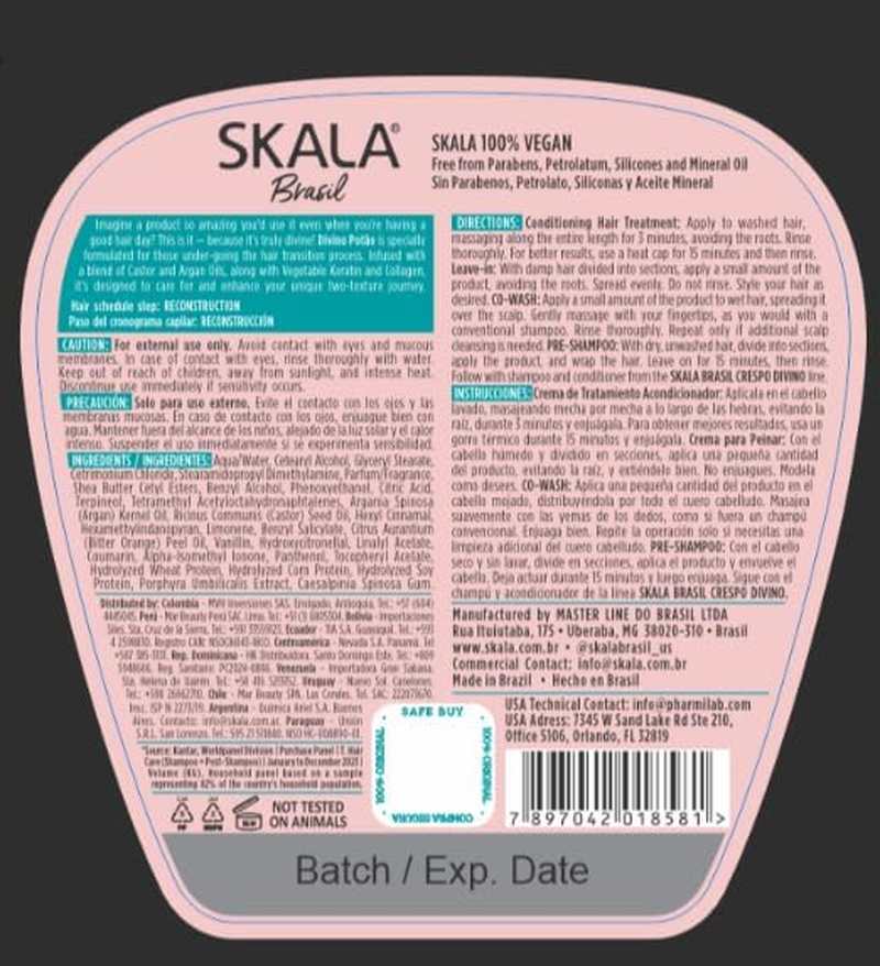 Skala - Expert - Creme De Tratamento 2 Em1 Crespo Divino 1 Kg - (Divine Curls 2 in 1 Treatment Cream Net 33.81 Oz) image number 1