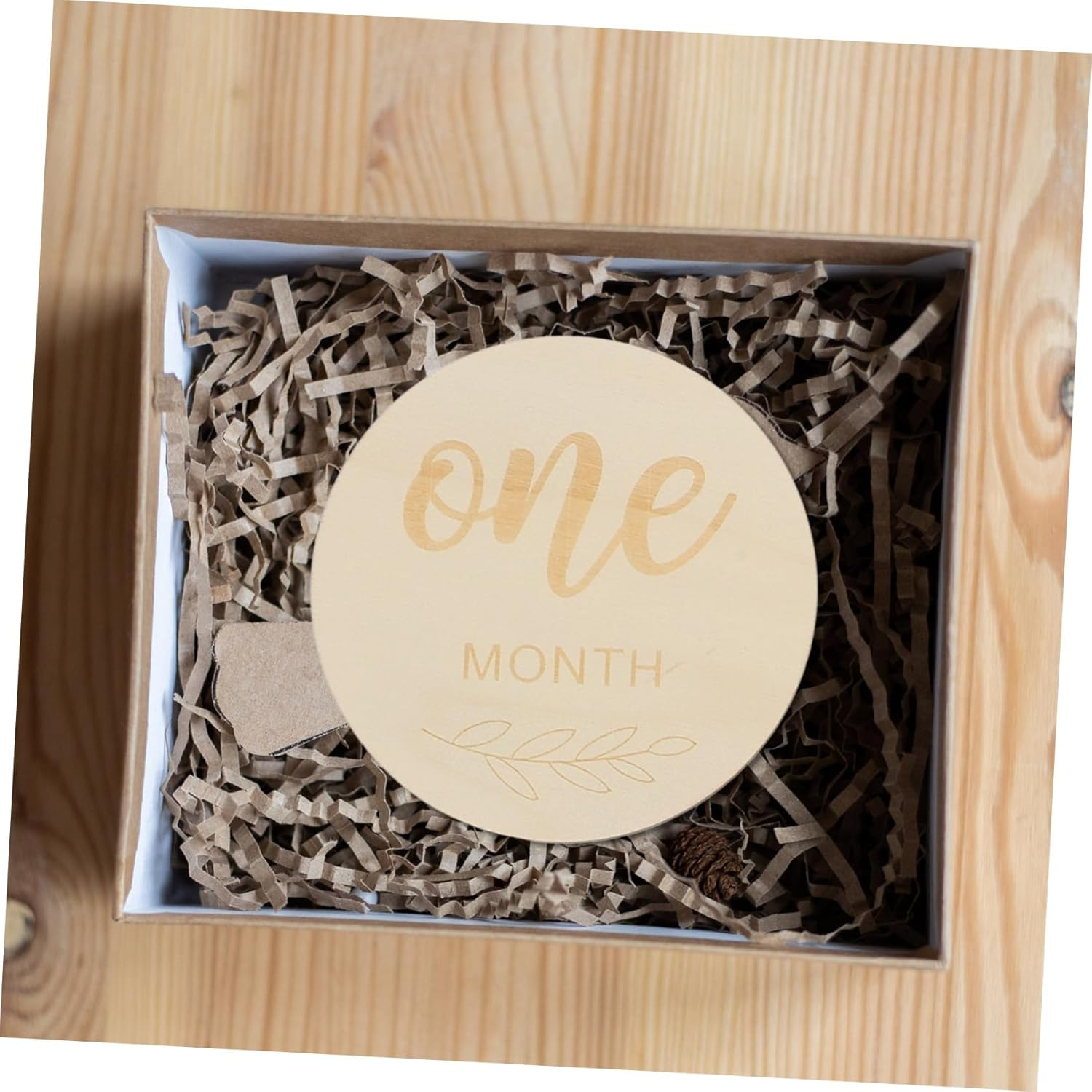 DOITOOL 14Pcs Laser Engraved Wood Chips Milestone Wooden Circles for Newborn Photo Props Months Signs Birth Announcement Cards