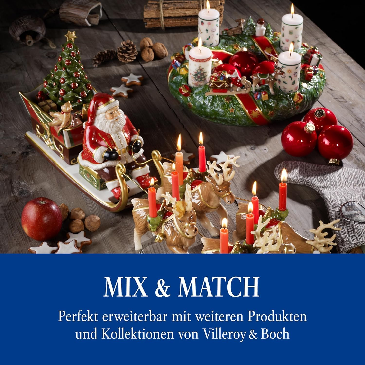 Villeroy & Boch Christmas Toys Santa'S Sleigh-Ride Music Box 22X70X16 Cm - Porcelain, Plays Santa Claus Is Coming to Town - Comes in a Gift Box image number 3