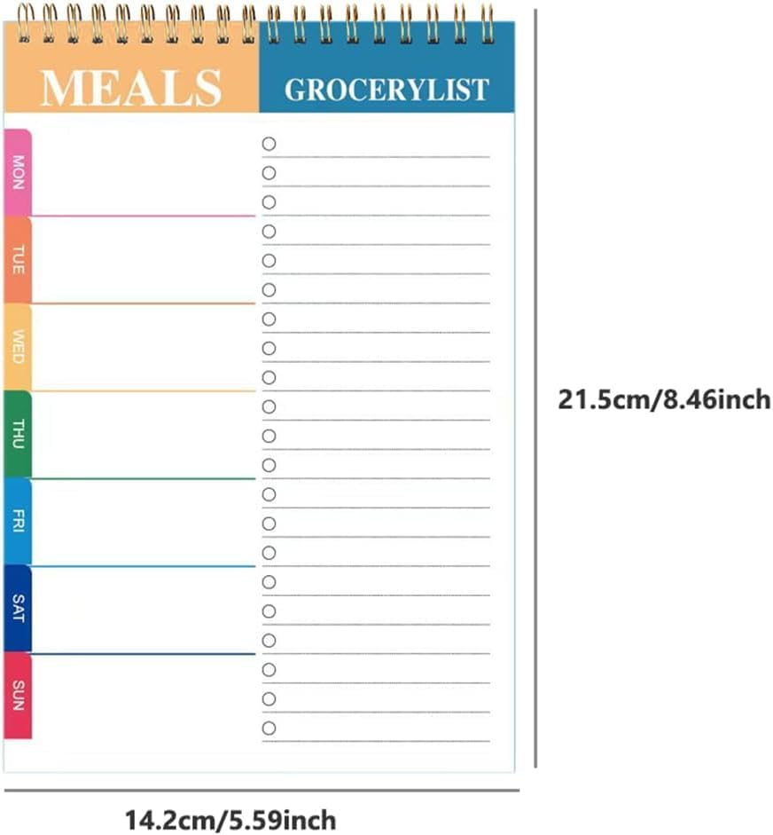 PQCLXUYA Weekly Meal Planner and Grocery List,Grocery Shopping List Notepad,50 Undated Sheets Planning Memo Note Pad for Organized Daily Menu, Tear-Off Notepad for Convenient Shopping（8.46 X 5.59 Inch） image number 1