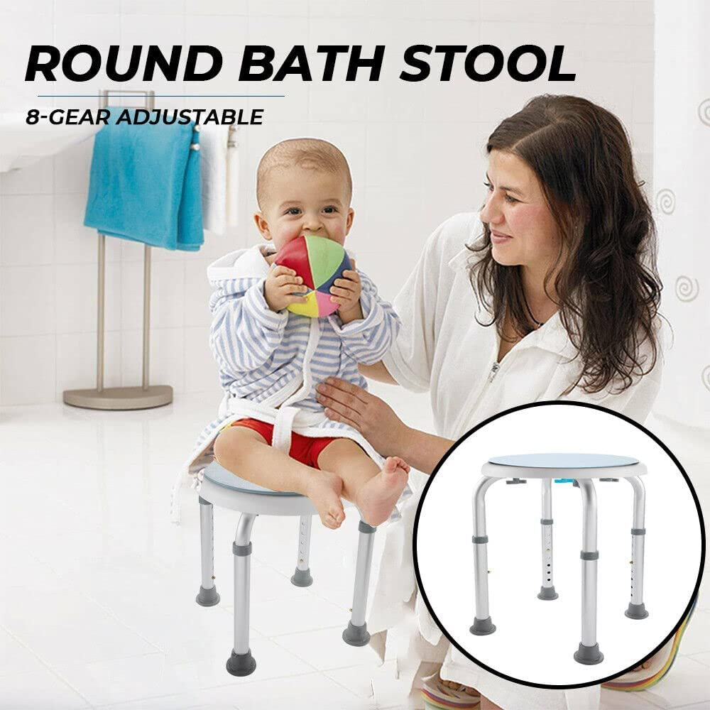 Adjustable Bath Shower Stool Height Adjustable Chair Seat Rotating Swivel round Bathroom Shower Bench for Elderly Seniors image number 4