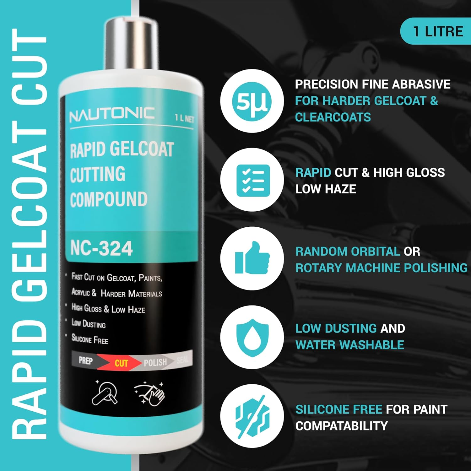 Rapid Gelcoat Cutting Compound 1L &ndash; High Cut Buffing Compound for Gel Coat, Paint & Acrylic image number 1