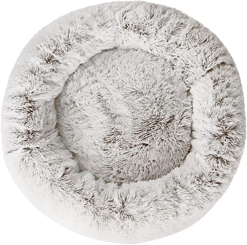 I.Pet Dog Bed, 90Cm Polyester Cotton Large Calming Cat Pet Rabbit Beds for Cats and Dogs, Washable Fluffy Comfy Ultra Soft Non-Slip Sleeping Removable Cover White