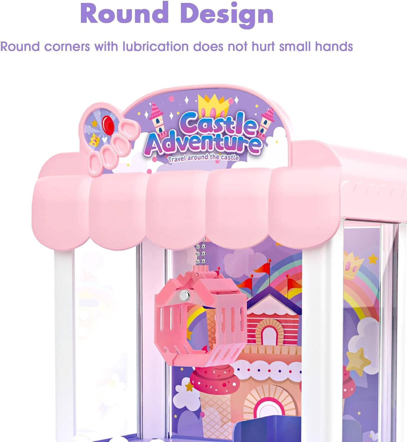 Kidbot Mini Claw Machine Kids Toy Candy Grabber Carnival Prize Claw Machine W/Led Lights & Sound Effects,Birthday,Pink image number 3