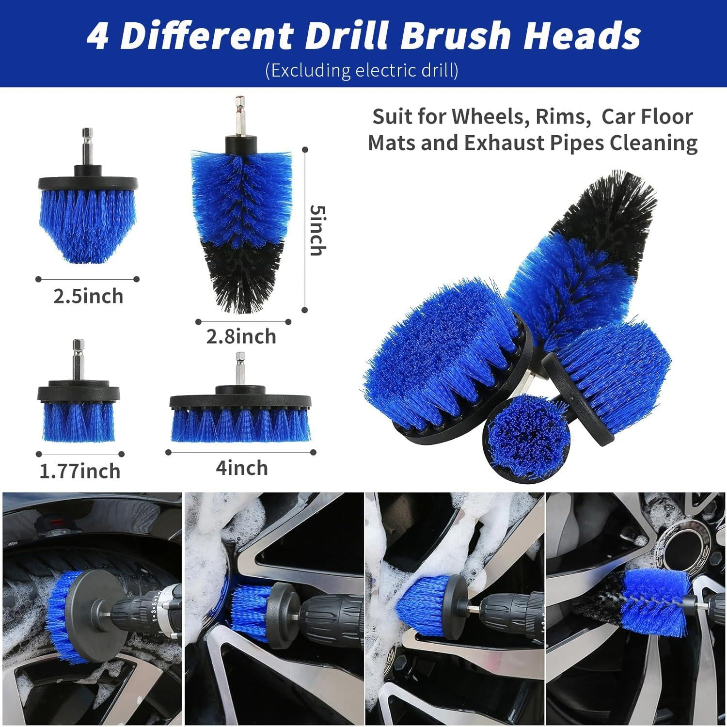 37Pcs Car Detailing Kit, Car Detailing Brush Set, Car Cleaning Kit, Car Detailing Brushes, Car Cleaning Tools Kit,Professional Car Care Kit - Car Wash Brush Kit for Interior Exterior Wheels (Blue) image number 5