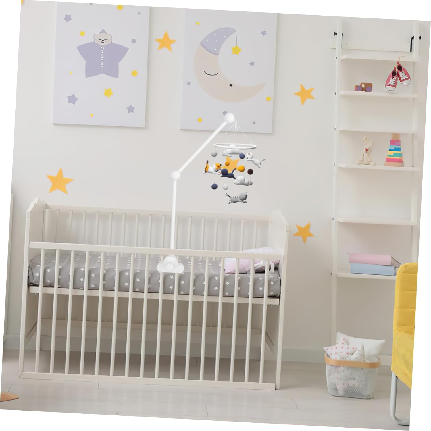 Bed Bell Bracket Musical Mobile Arm for Crib Sturdy Wooden Stand Cloud Base Easy Assembly image number 3