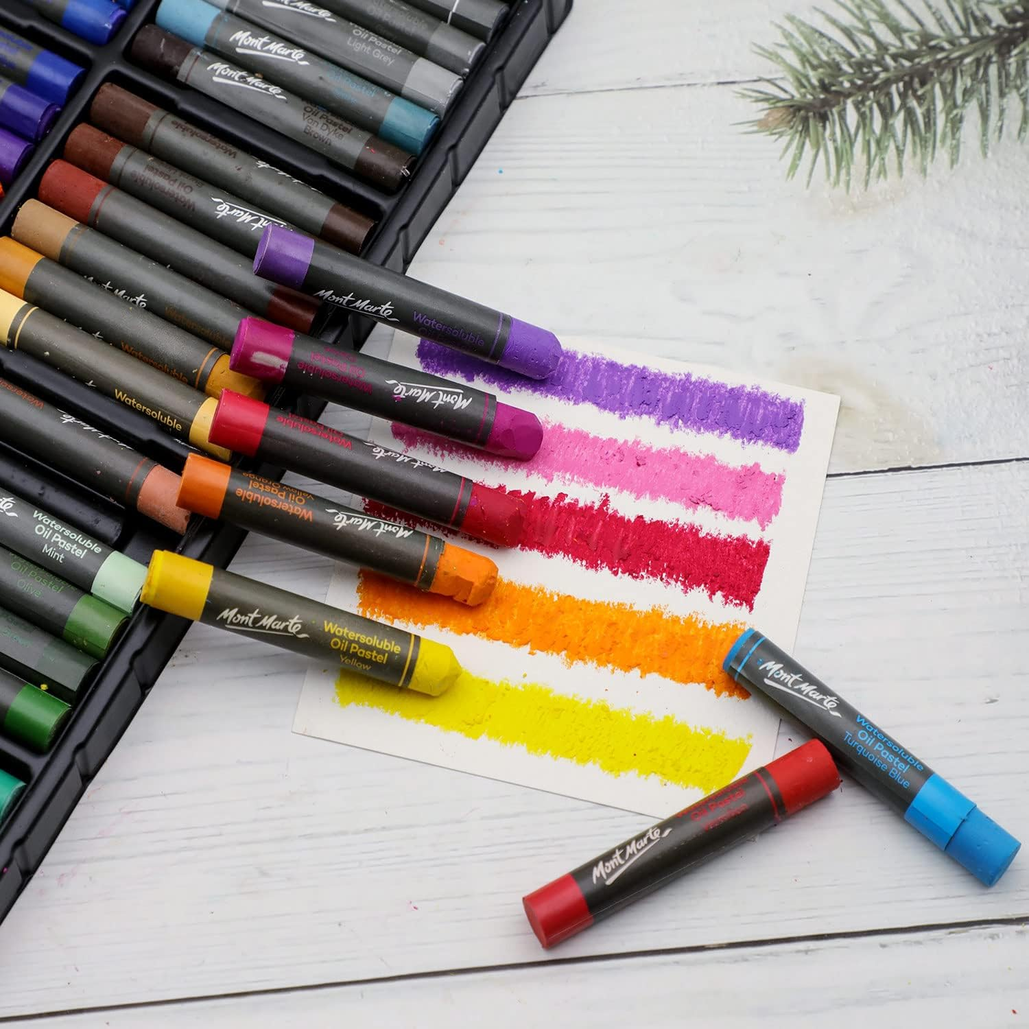 Mont Marte Watersoluble Oil Pastels 48Pc, Assorted Vibrant Colours, Versatile Art Pastels, Use Wet or Dry, for Blending, Layering & Shading, Ideal for Art, Craft, Colouring and Sketching image number 4