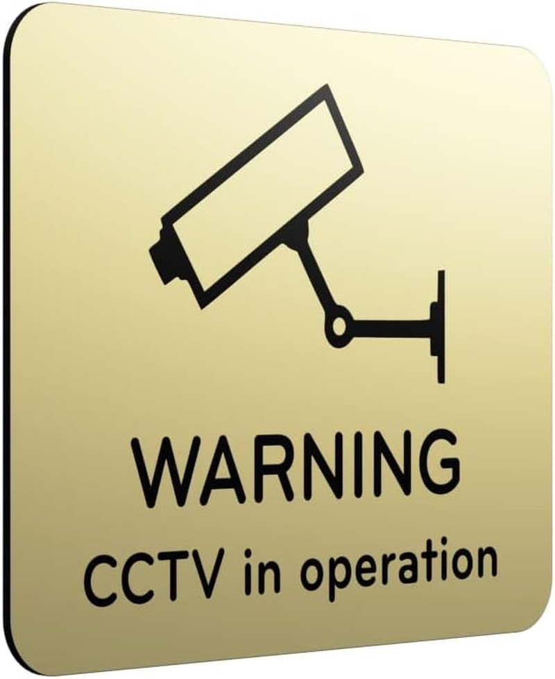 Warning CCTV in Operation Sign - Notice for Indoor or Outdoor Use, Waterproof, with Adhesive Back. Choice of Colours. Clear, Easy to Read Text. Display Warning Notice. (GOLD) image number 5