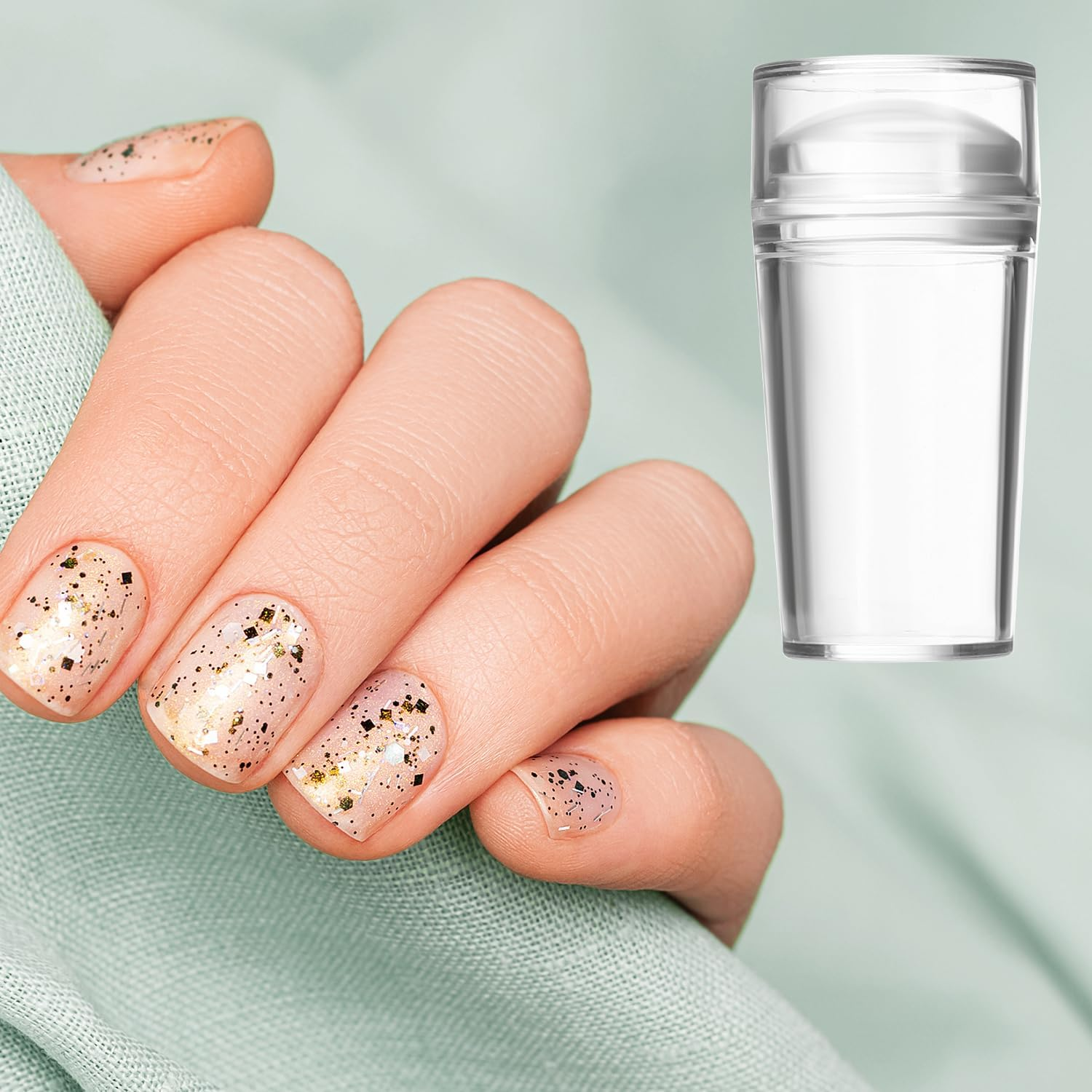 Nail Stamp Clear Silicone French Nails Stamp French Nail Art Stamper Kit Nail Stamper Nail Stamp with Scraper Nail Brush for French Manicure Home DIY Nail 5 Pieces image number 5