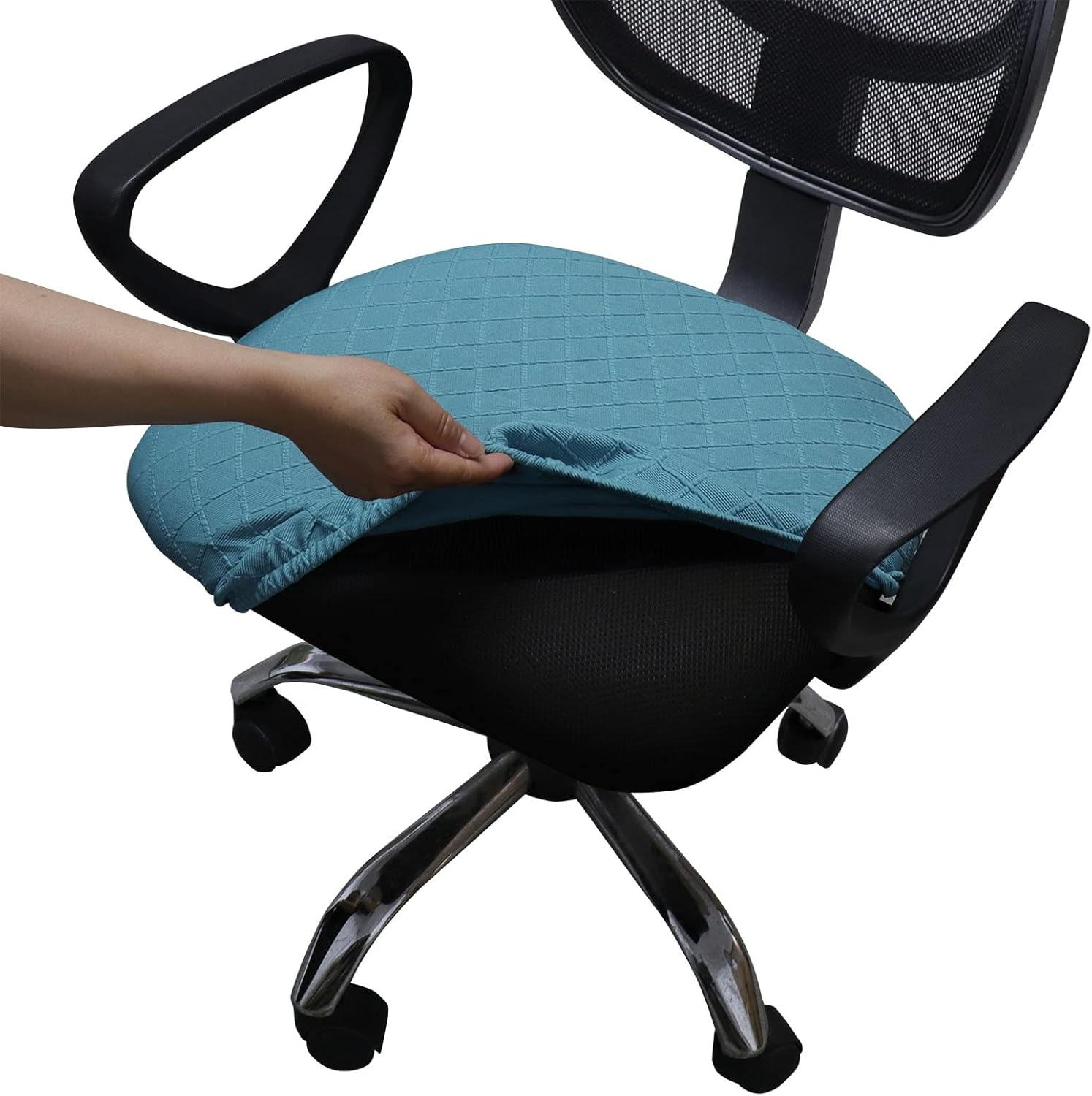 Melaluxe Stretch Jacquard Office Chair Cover, Removable Washable Desk Chair Cover Rotating Chair Seat Slipcover, Black