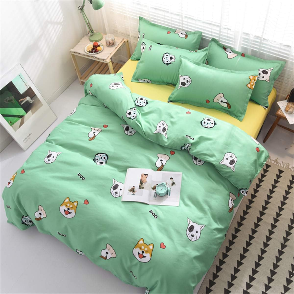 Duvet Cover Set 4 Pieces Single Queen King Twin Full, Morbuy 4 Pcs Bedding Set Reversible Printed Microfiber Soft with 1 Quilt Cover 2 Pillowcases 1 Sheets (220X240Cm,Unicorn)