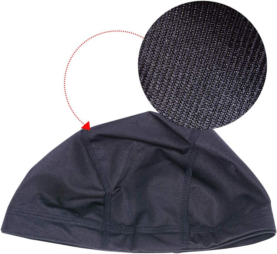 5 Pcs Black Dome Cap for Wig Making Stretchable Hairnets with Wide Elastic Band (M) image number 1