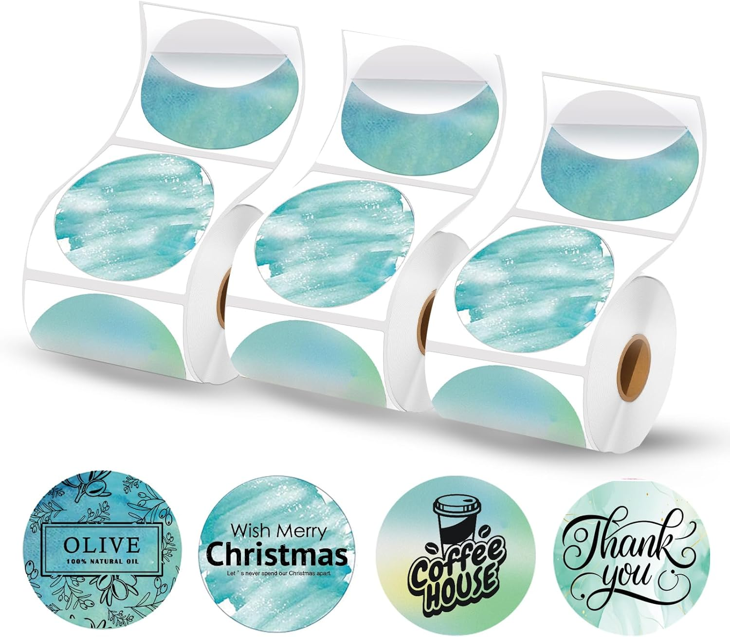 1.5 X 1.5 round Thermal Labels, 1.5 Inch round Thermal Sticker Labels for Business and Home, Circle Thermal Printer Labels for DIY Logo Design, Thanks Card, 500 PCS, 1 Roll