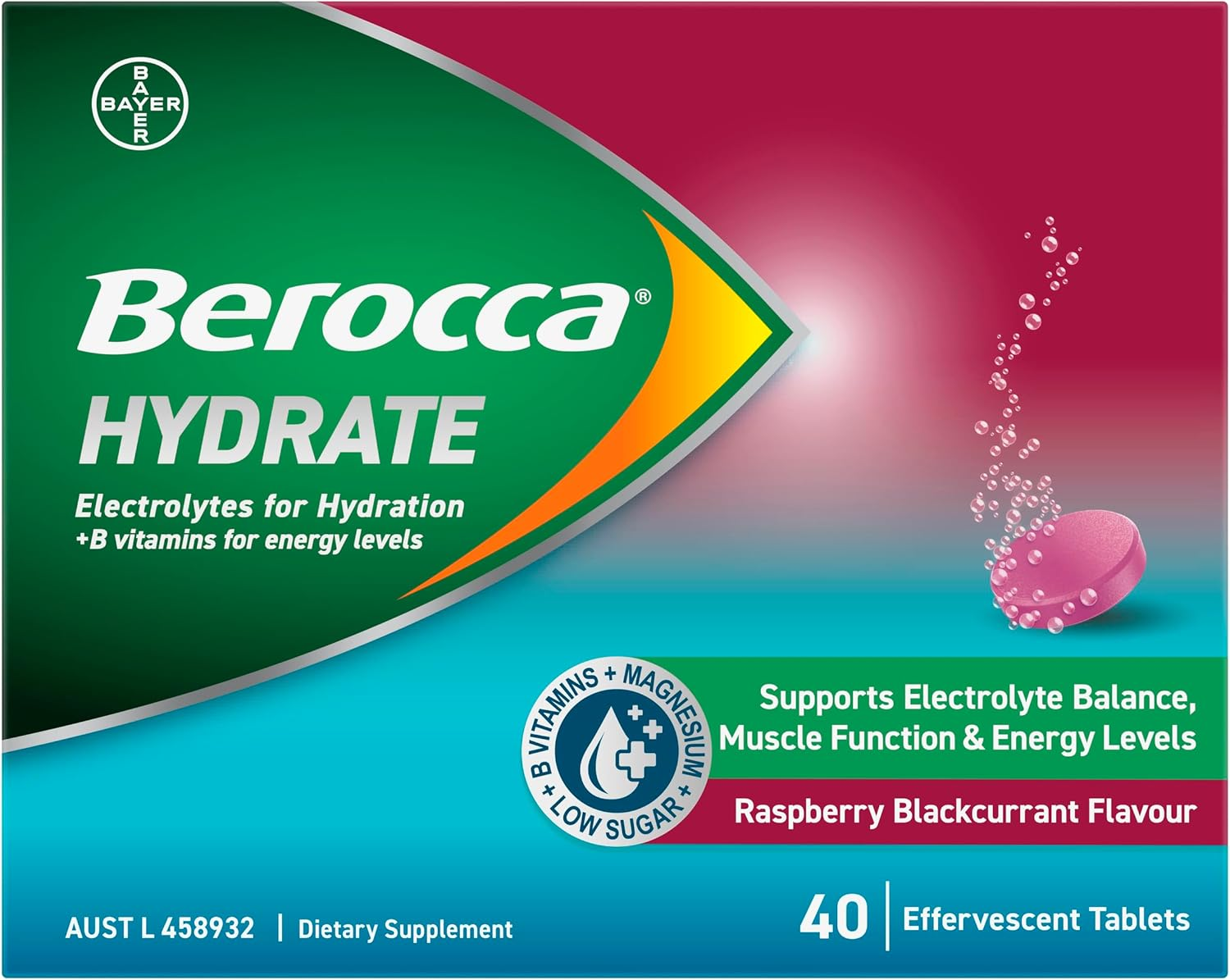 Berocca Hydrate Blackcurrant 40 Tablets image number 1