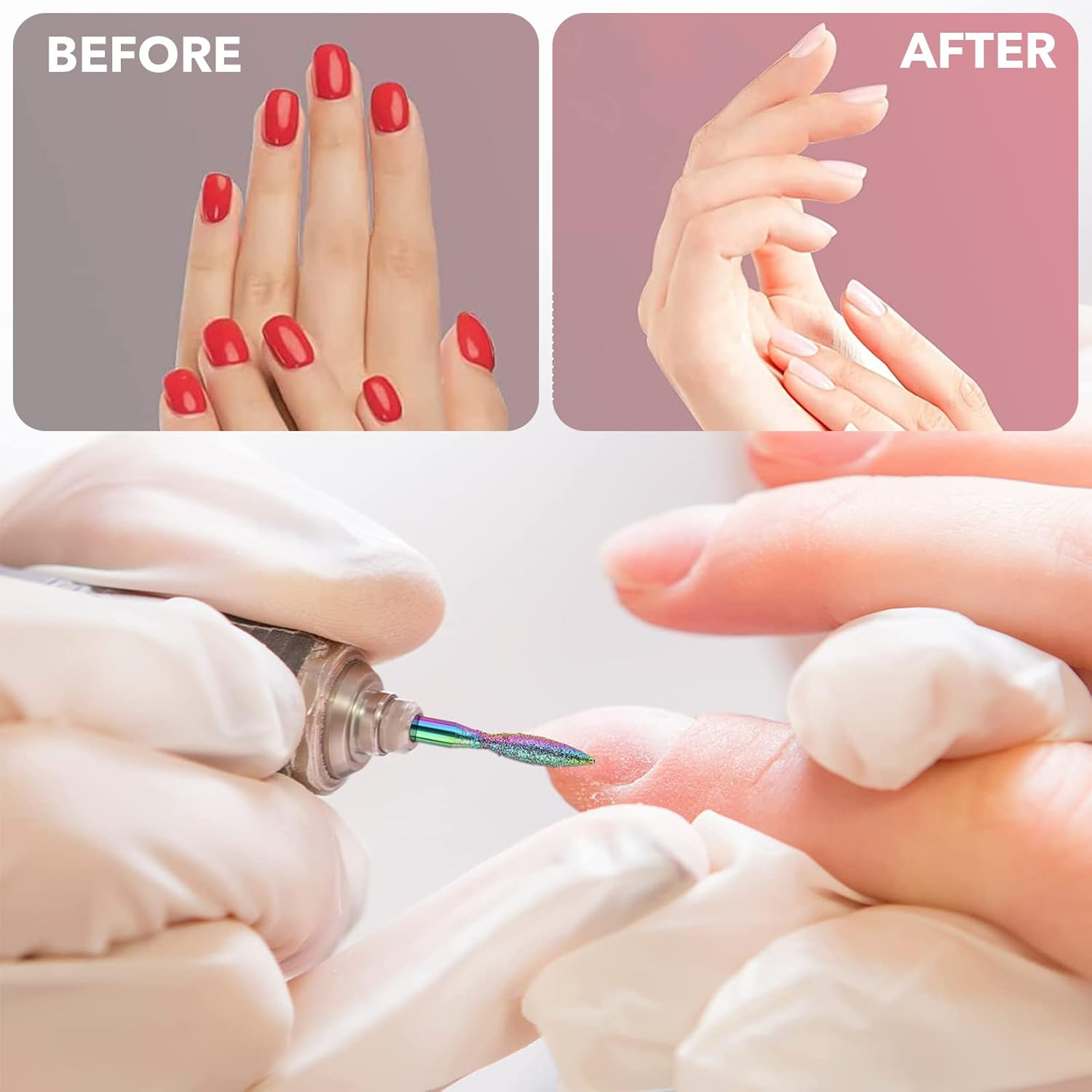 Homeet Pack of 20 Ceramic Nail Cutter Attachments Bits Diamond Professional Nail Cutter Attachments Remove Gel Acrylic Cuticle Tungsten Carbide Nail Drill for Manicure Pedicure image number 5