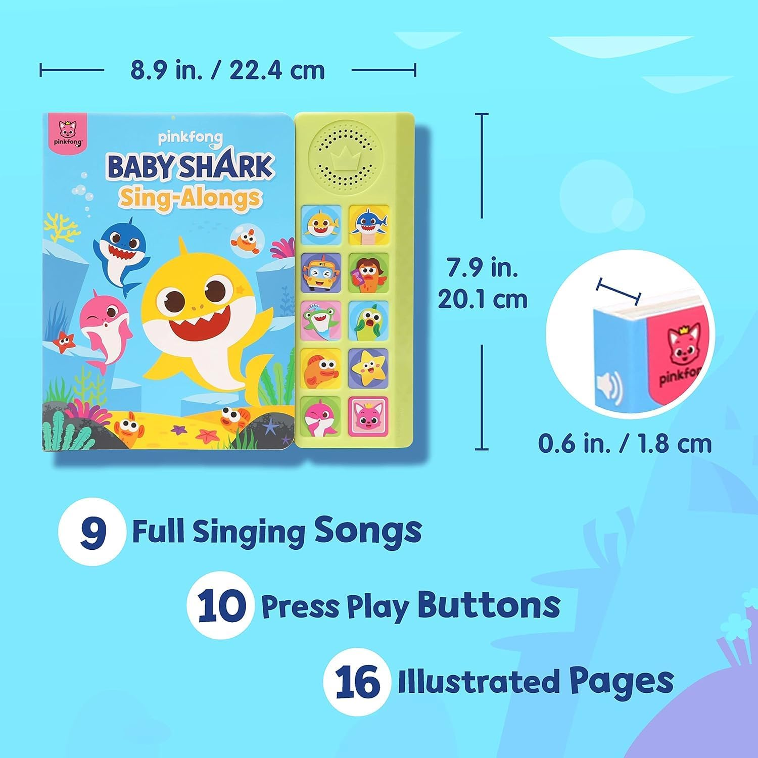 Baby Shark Sing-Alongs 10 Button Sound Book | Baby Shark Toys, Baby Shark Books | Learning & Education Toys | Interactive Baby Books for Toddlers 1-3 | Gifts for Boys & Girls