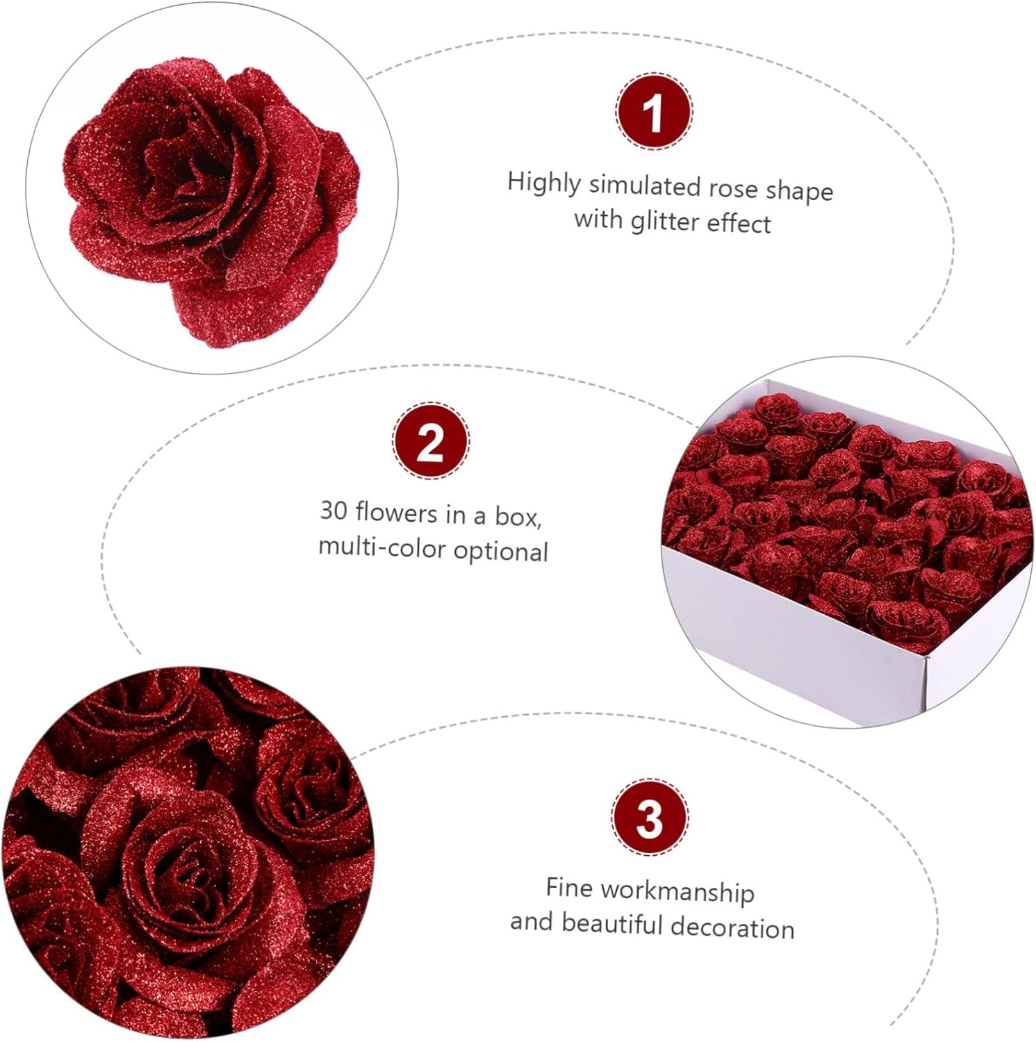 Abaodam 30Pcs Red Rose Petal Soap Wedding Soap Flowers Fake Rose Petals for Hand Washing Relaxing Bath Soak image number 6