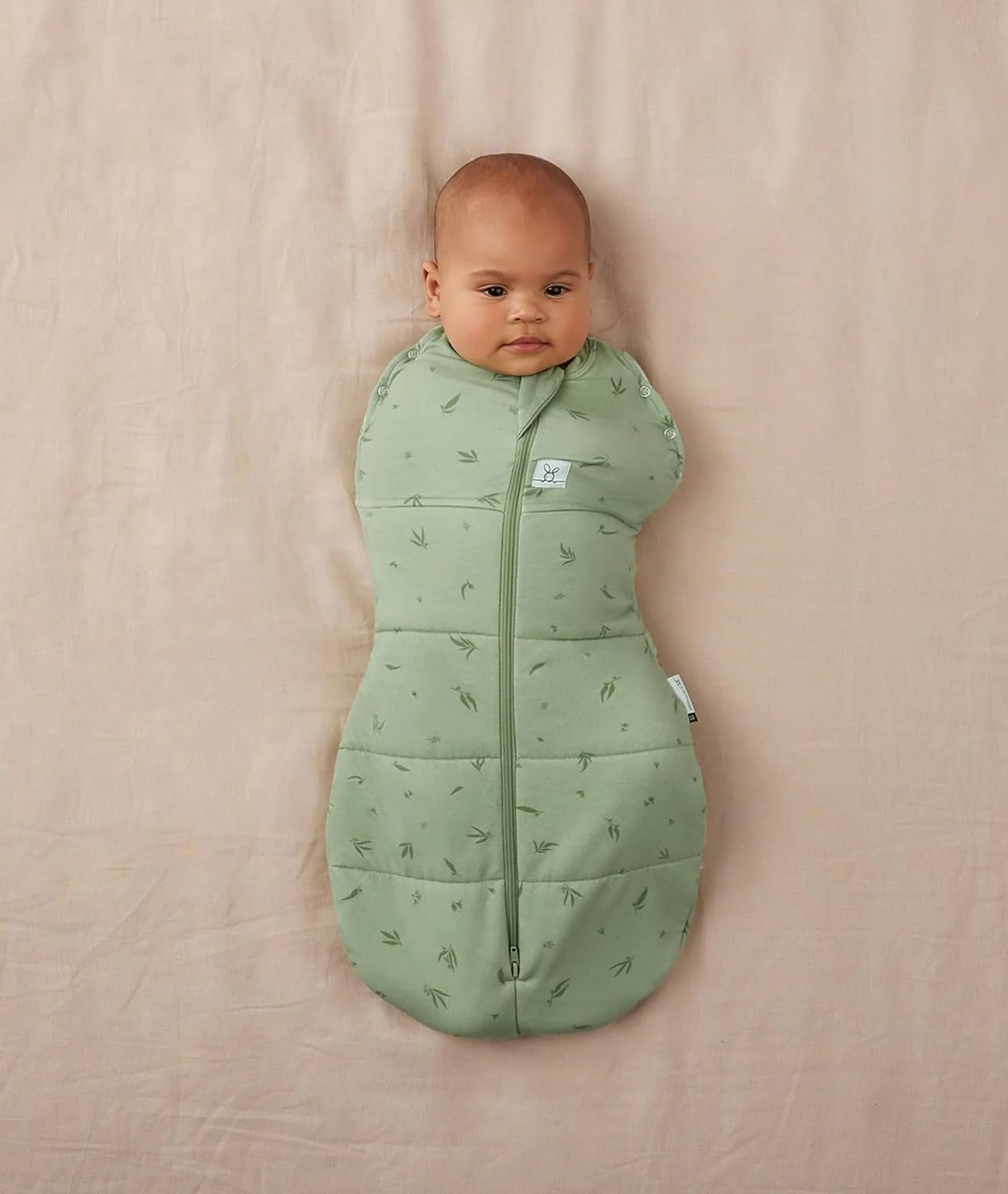 Ergopouch 3.5 TOG Cocoon Swaddle, 3-6 Months &ndash; Willow Print &ndash; Organic Cotton Swaddle & Sleeping Bag in One &ndash; Arms In/Out &ndash; Easy-To-Use Two-Way Zipper &ndash; Designed for Safety & Comfort image number 3