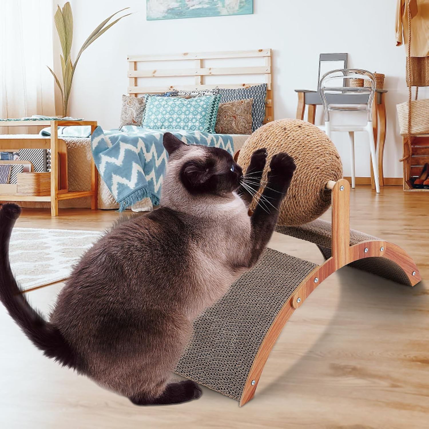 Cat Scratching Mat, Natural Cat Scratching Boards Sisal Scratching Mat 50 X 30 Cm, Durable Cat Furniture Doormat Sisal Mat Scratching Pads for Cats, Beige image number 5