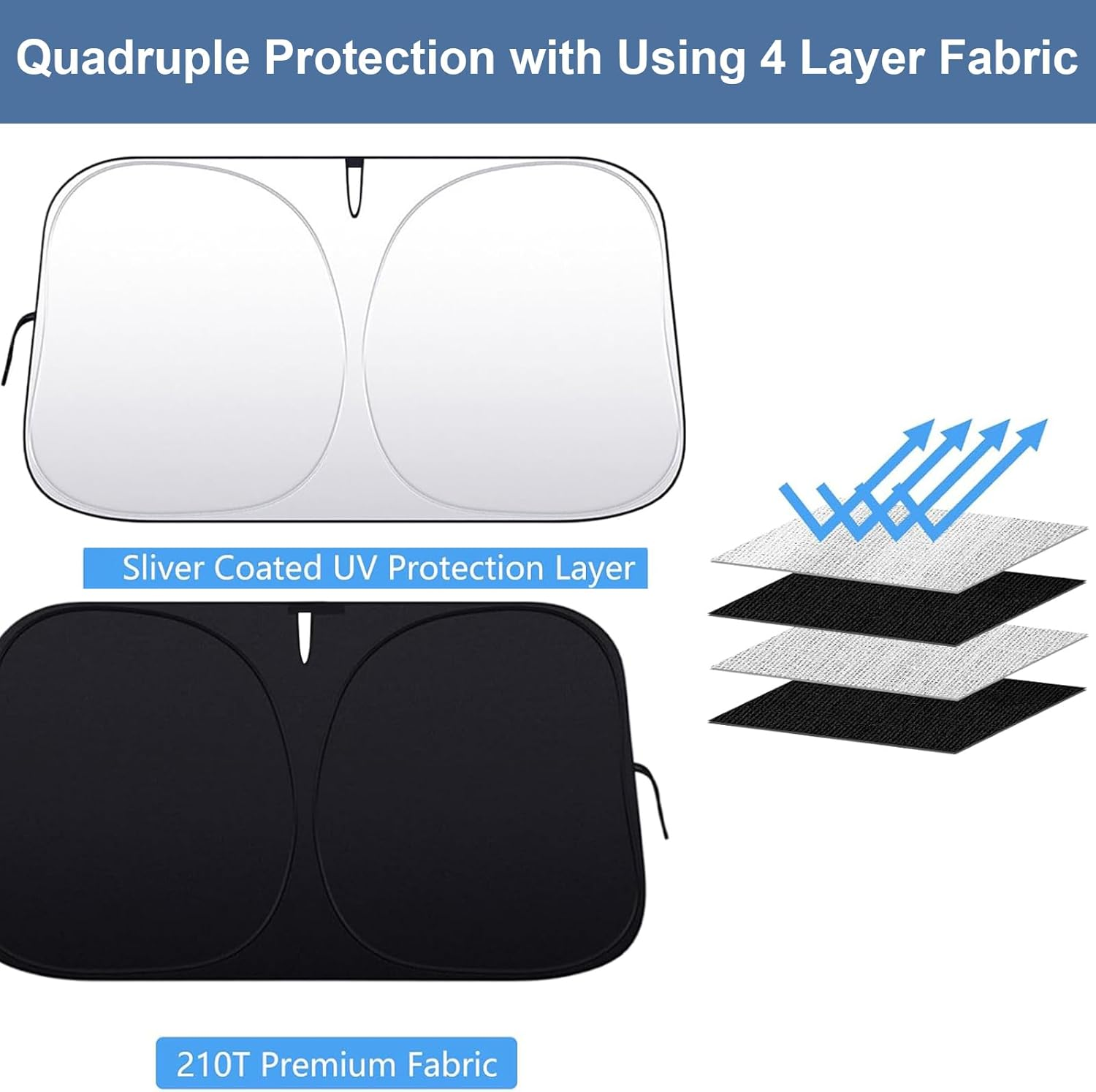 Windshield Sun Shade for Car, Automotive Foldable Front Window Sun Cover UV Rays Block, Lightweight Interior Accessories Sunshades for Windscreen & Dashboard Sun Heat 145X80Cm Fit for Most of Cars image number 6