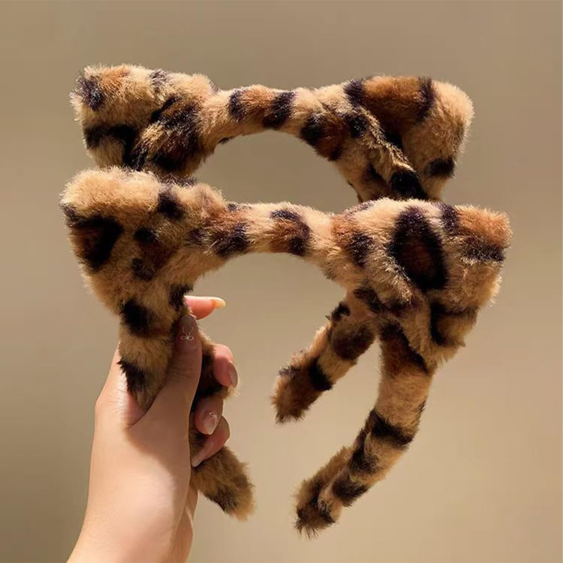 1 X Women'S Headband, 2 Pieces Face Wash Wrist, Hair Band, Cosmetic Headband, Reusable Hair Bands Make up Made of Sponge, Hair Bands for Makeup (Leopard Pattern Style) image number 3