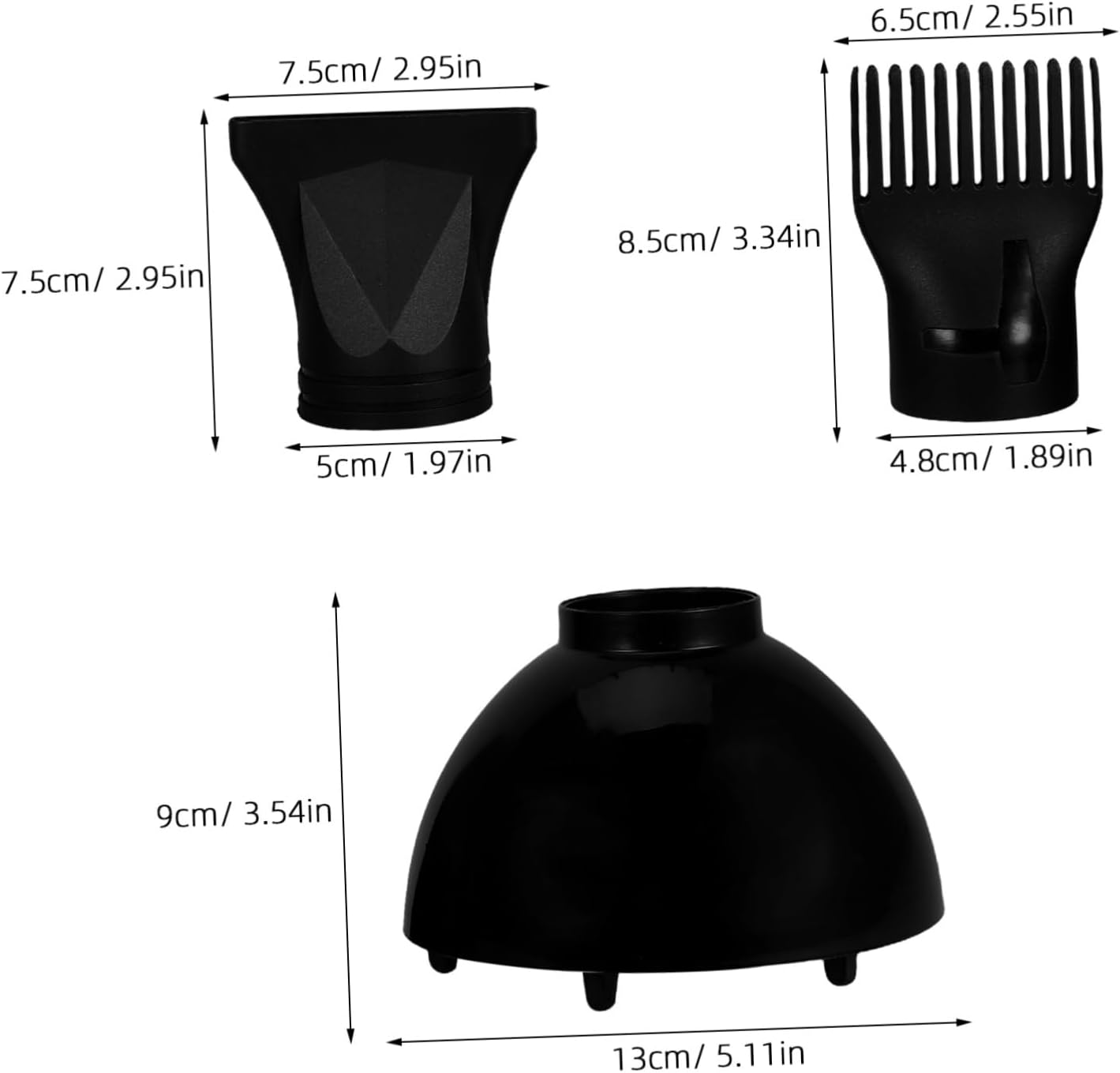 Amosfun Hair Dryer Nozzles (Concentrator Diffuser Comb Nozzle) for Travel Home Use image number 5