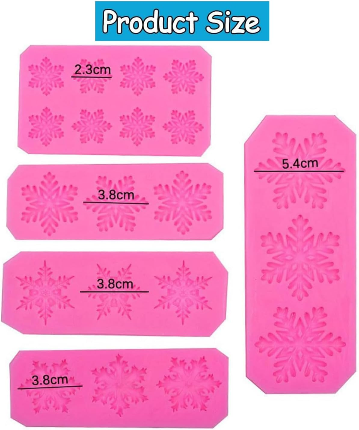 Yharnamite 5 Pcs Silicone Chocolate Moulds, Snowflake Silicone Mold, 3D Snowflake Cake Silicone Fondant Molds, for Home Kitchen Baking, Holiday Gifts, Wedding Parties, DIY and More image number 5