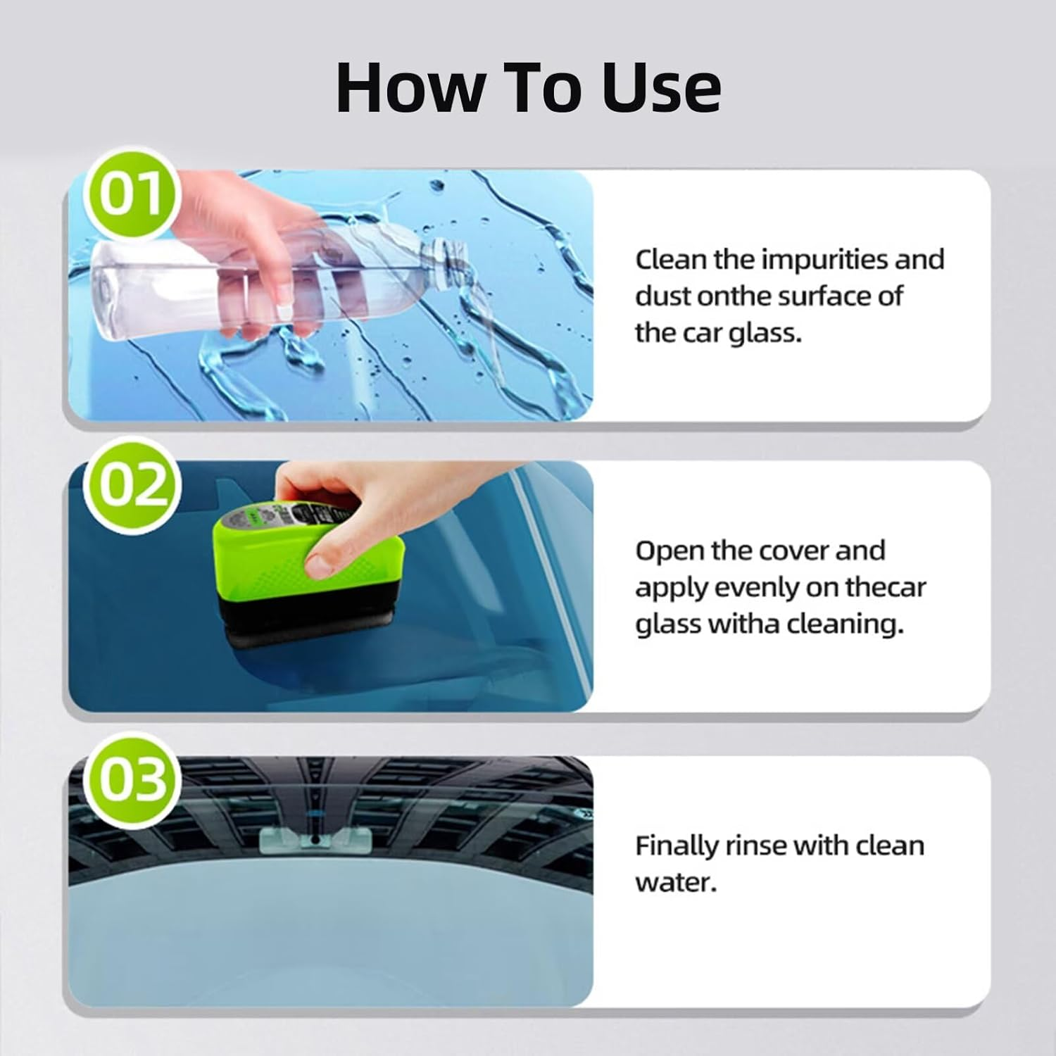 LEZOOY 1 Pack Car Oil Film Cleaning Brush Powerful Glass Cleaner Removes Dirt Improves Visibility and Clarity Prevents Mirrors from Fogging Reusable Green image number 1