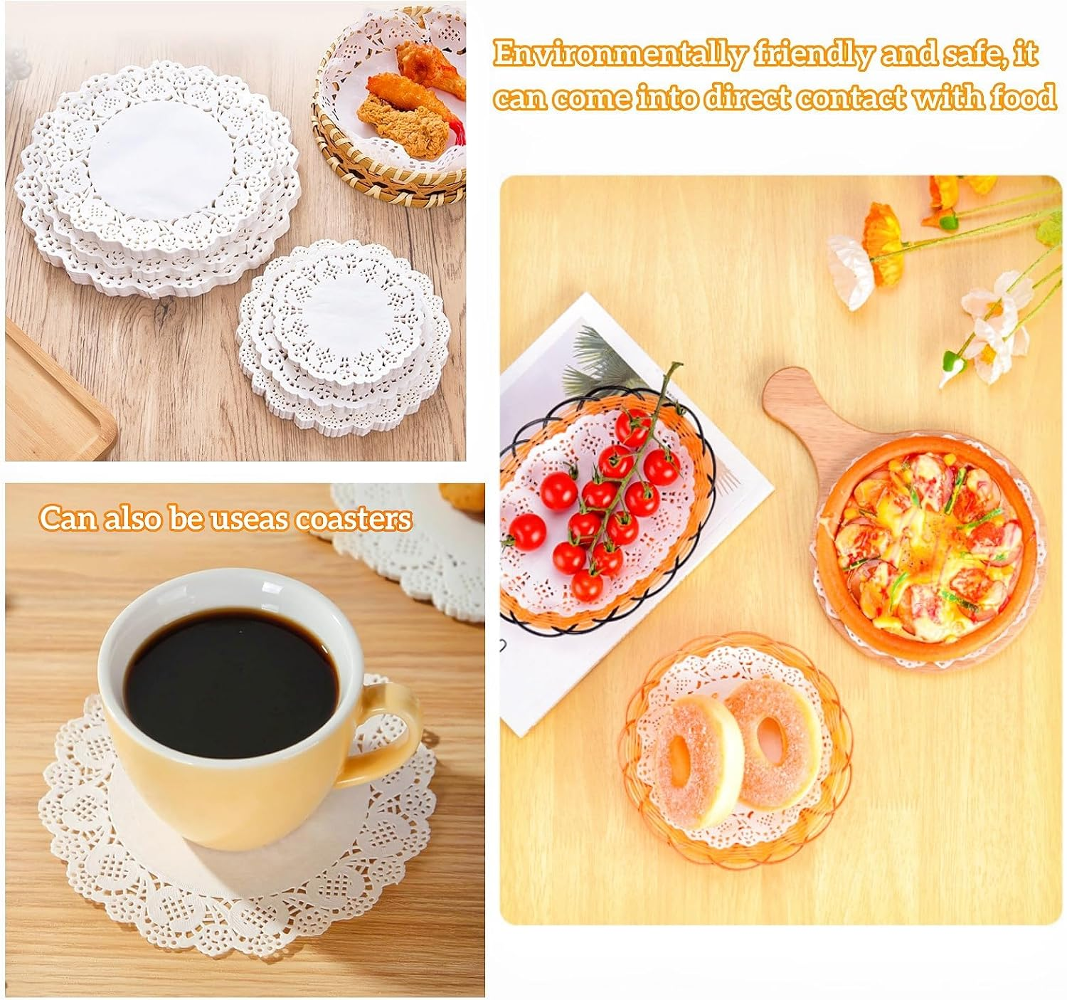 HIDOSNG 250Pcs Paper Doilies, 5 Sizes Lace round Rectangle Oval Paper Doilies Multi-Size Decorative Doilies Placemat for Tables Plates Cakes Desserts Crafts image number 4