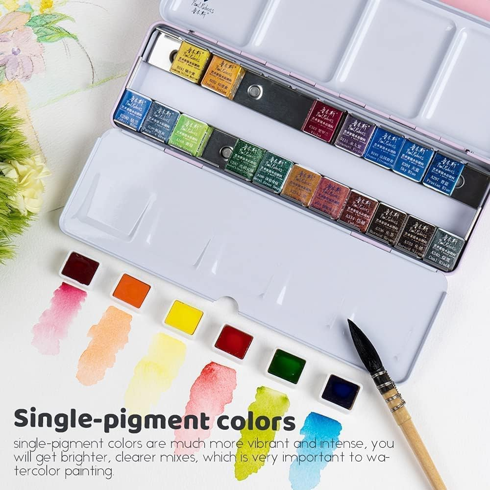 Paul Rubens Professional Watercolor Paint Set Artist Grade, 24 Vivid Colors with Portable Metal Box for Artists, Beginners, Hobbyists, Students image number 4