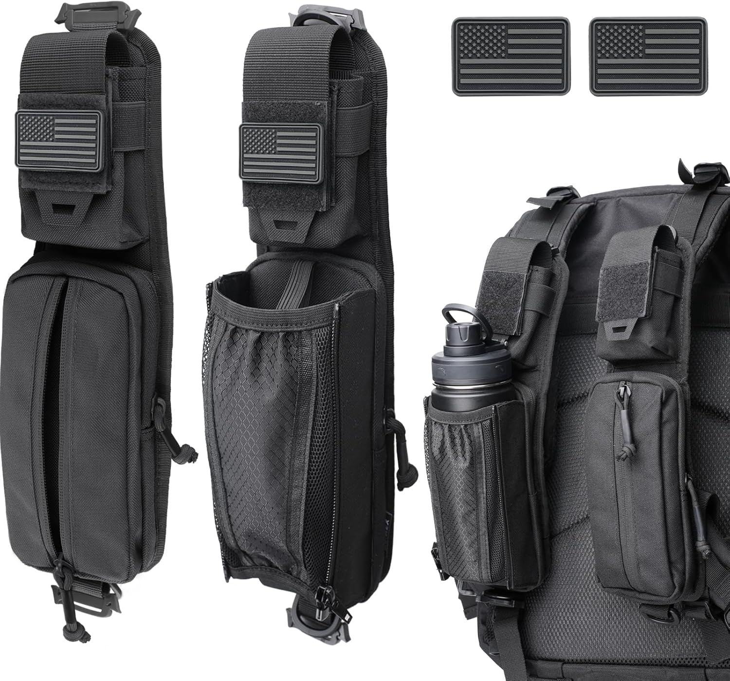 WYNEX Molle Tactical Pouches of Water Bottle Pouch Version, Tactical Accessories Backpack Strap Pouch Water Bottle Carrier Holder Molle Accessories for Backpacks