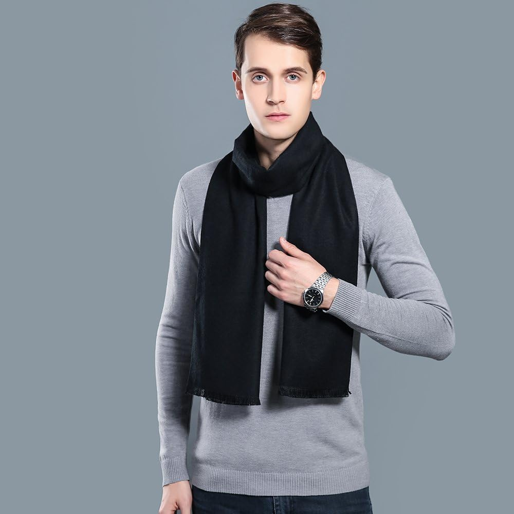 Mens Winter Cashmere Scarf - Ohayomi Fashion Formal Soft Scarves for Men(35 Colors) - 05-Grey image number 5