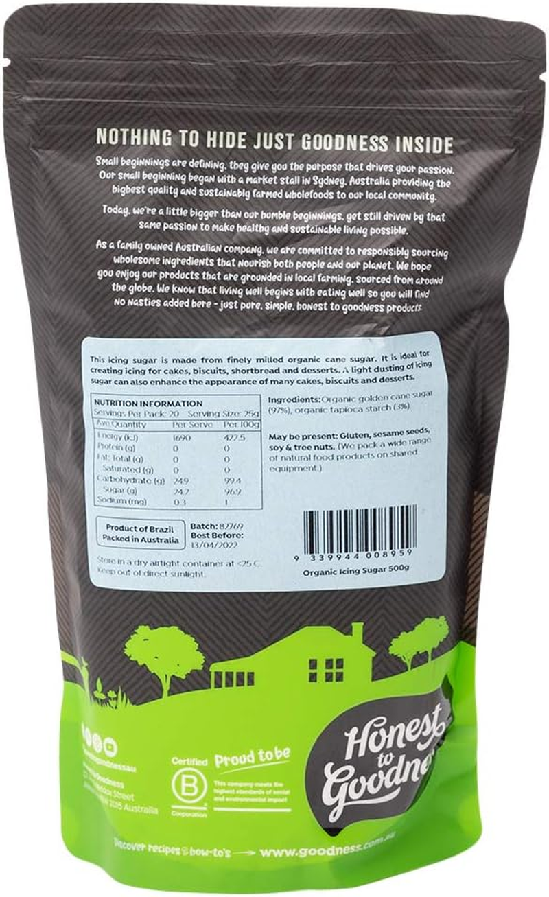 Honest to Goodness Organic Icing Sugar, 500G: Elevate Your Baking with Pure Sweetness and Natural Goodness. Perfect for Cake Decoration, Free from Additives. image number 3