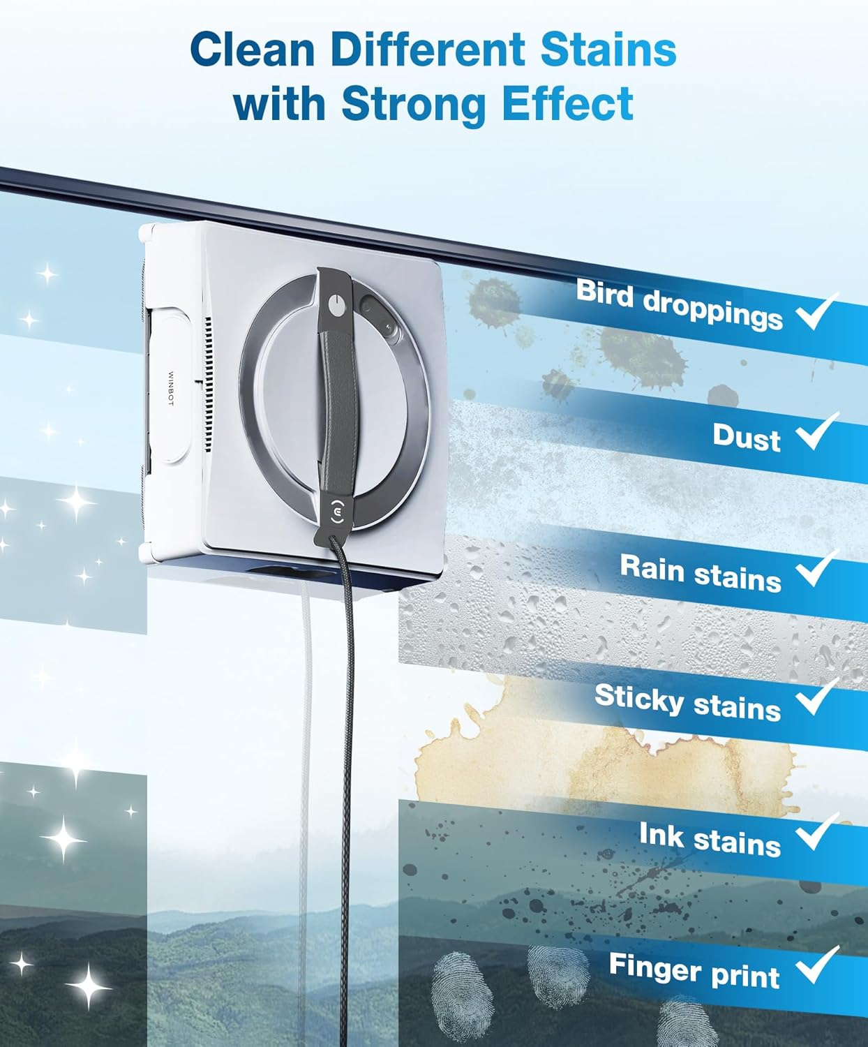 ECOVACS Winbot W2 PRO Omni Window Cleaner Robot with 2800 Pa Suction, Cross Auto-Spray, and Win SLAM 4.0 Path Planning Technology, Multifunctional Station, White image number 5