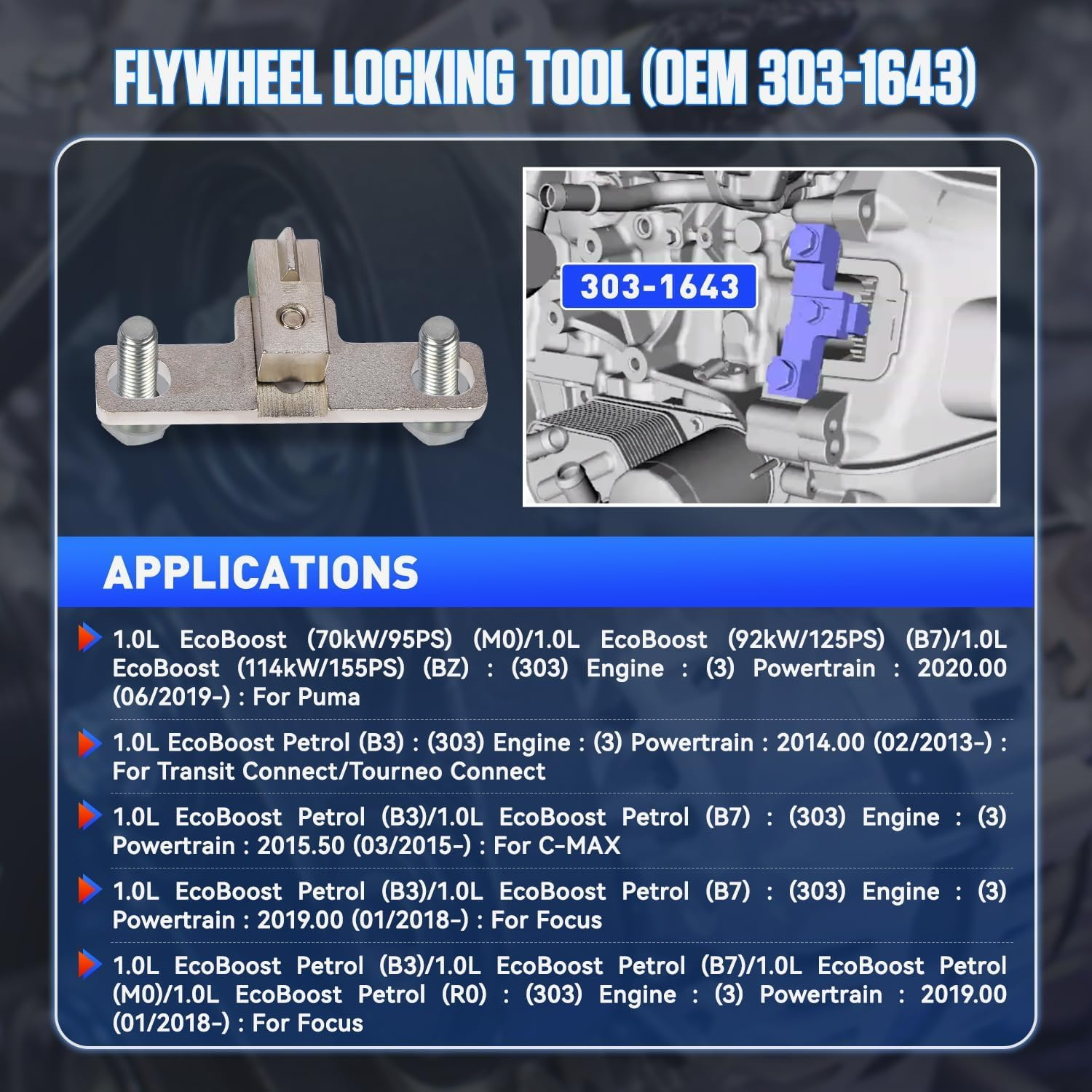 Diesel Timing Tool Kit - Latest Generation Engine Camshaft Adjusting Tool with Flywheel and Crank Alignment Compatible for Ford Transit Ecoblue 2.0 TDCI Diesel Engine image number 6