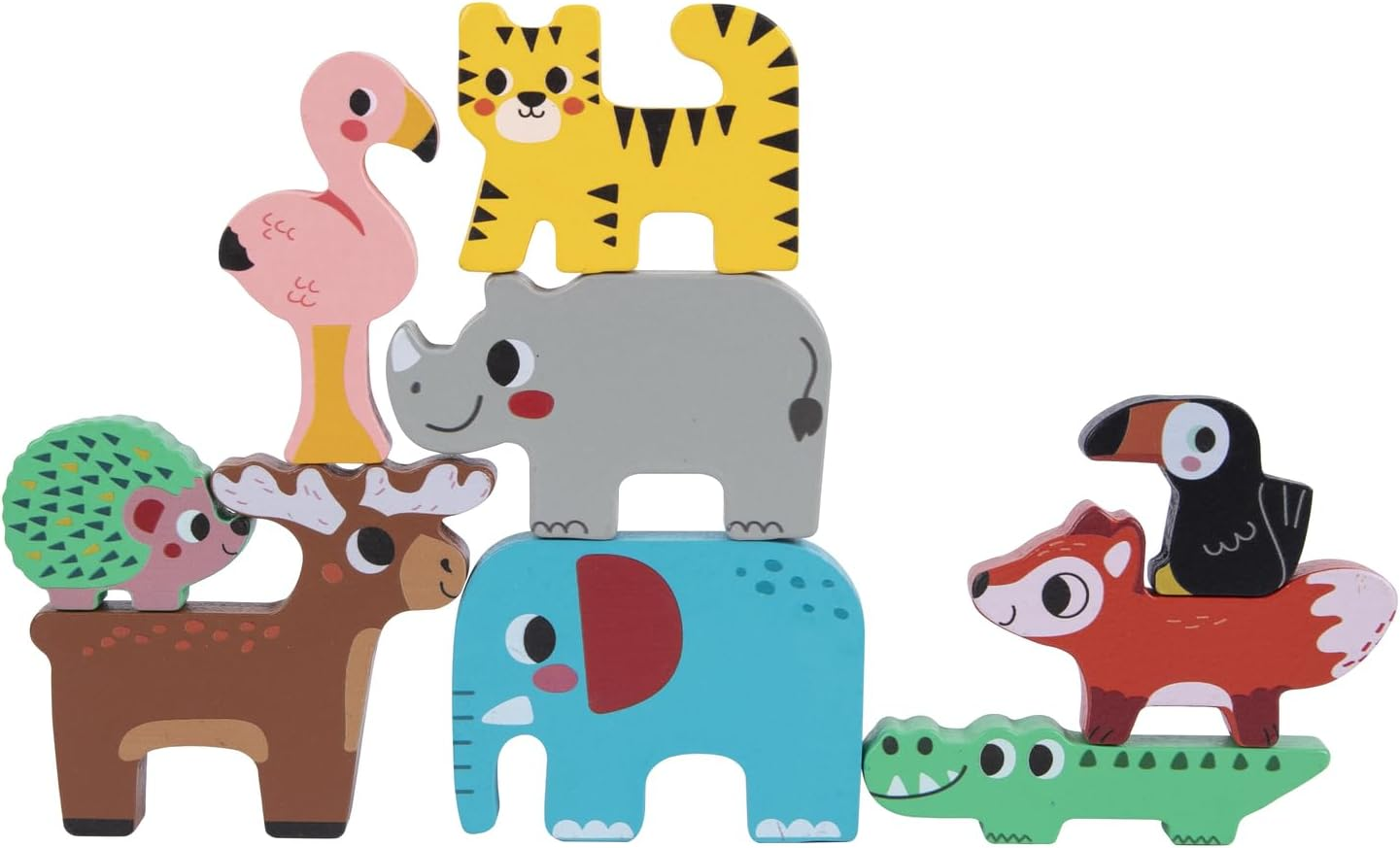 Tooky Toy Wooden Stacking Animals Blocks - Educational Animal Stacking Toy image number 5