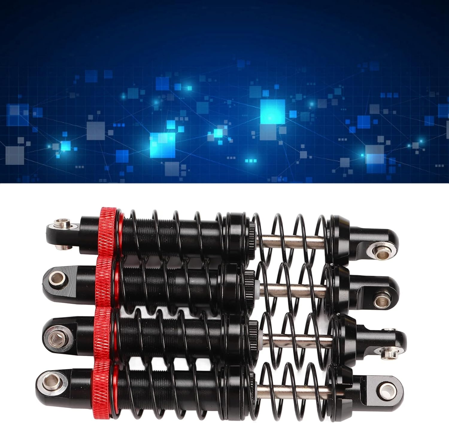 4Pcs RC Shock Absorbers, Aluminum Alloy Adjustable Dual-Spring Oil Damper Set for 1/10 Scale RC Crawler Car, Compatible with SCX10, Cc01(70Mm) image number 5