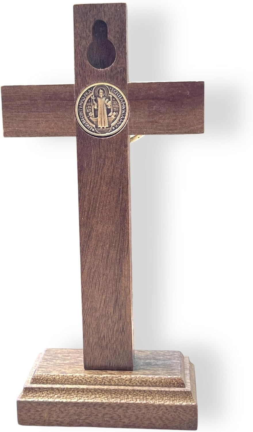 Joseph'S Workshop Small Light Wood Crucifix with Antique Gold Corpus &ndash; 4.75" Standing Table Cross with Base for Prayer, Home, or Travel image number 6