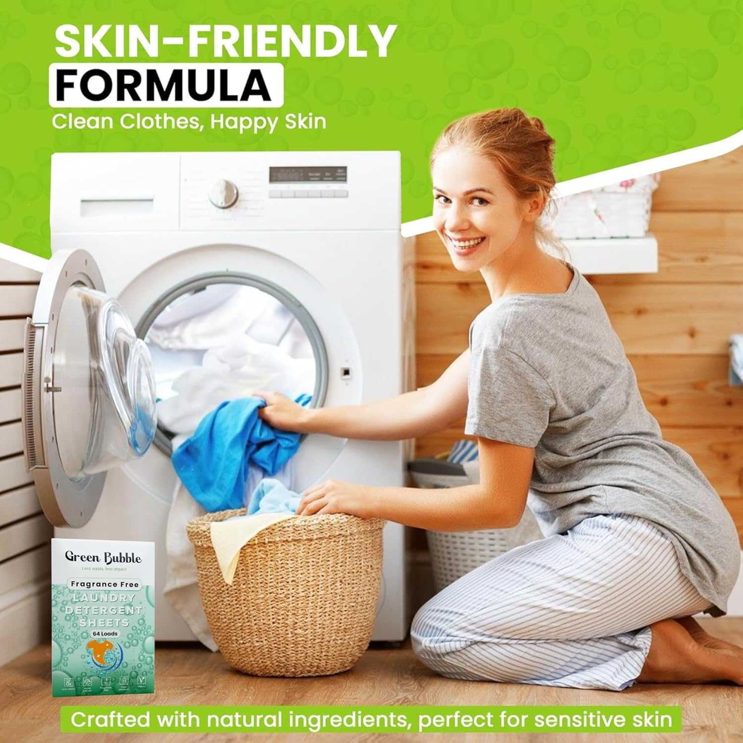 Green Bubble Laundry Detergent Sheets &ndash; 64 Loads, Fragrance Free image number 6