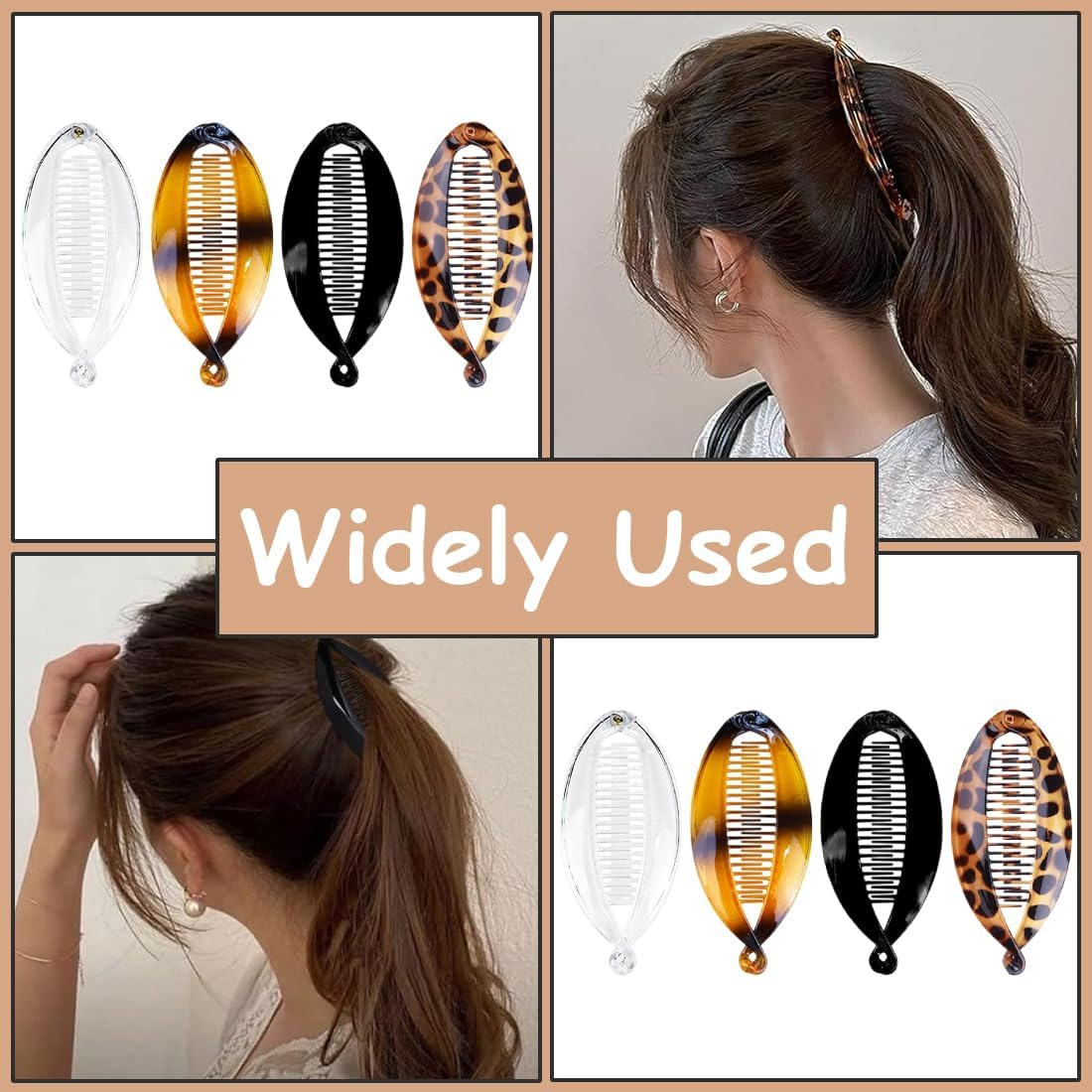 Pack of 8 Vintage Fishtail Hair Clips, Banana Clip, Fishtail Hair Clip, Non-Slip Hair Clip, Curly or Straight Hair, for Decoration or Solid Hair image number 5