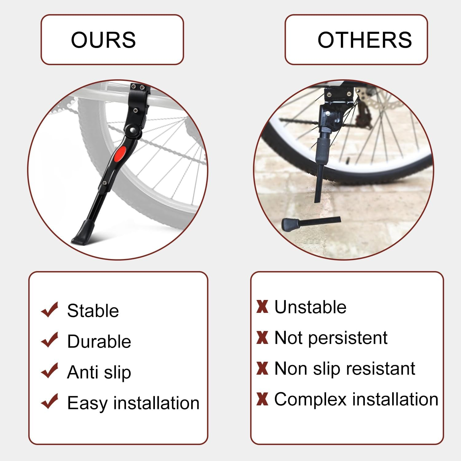 Shiwuyou Bicycle Stand 22-27 Inches, 4 Cm Height Adjustable Bicycle Stand, Universal Non-Slip Side Stand, Stable Bicycle Stand for Mountain Bike, Trekking Bike, City Bike, Commuter Bikes image number 4