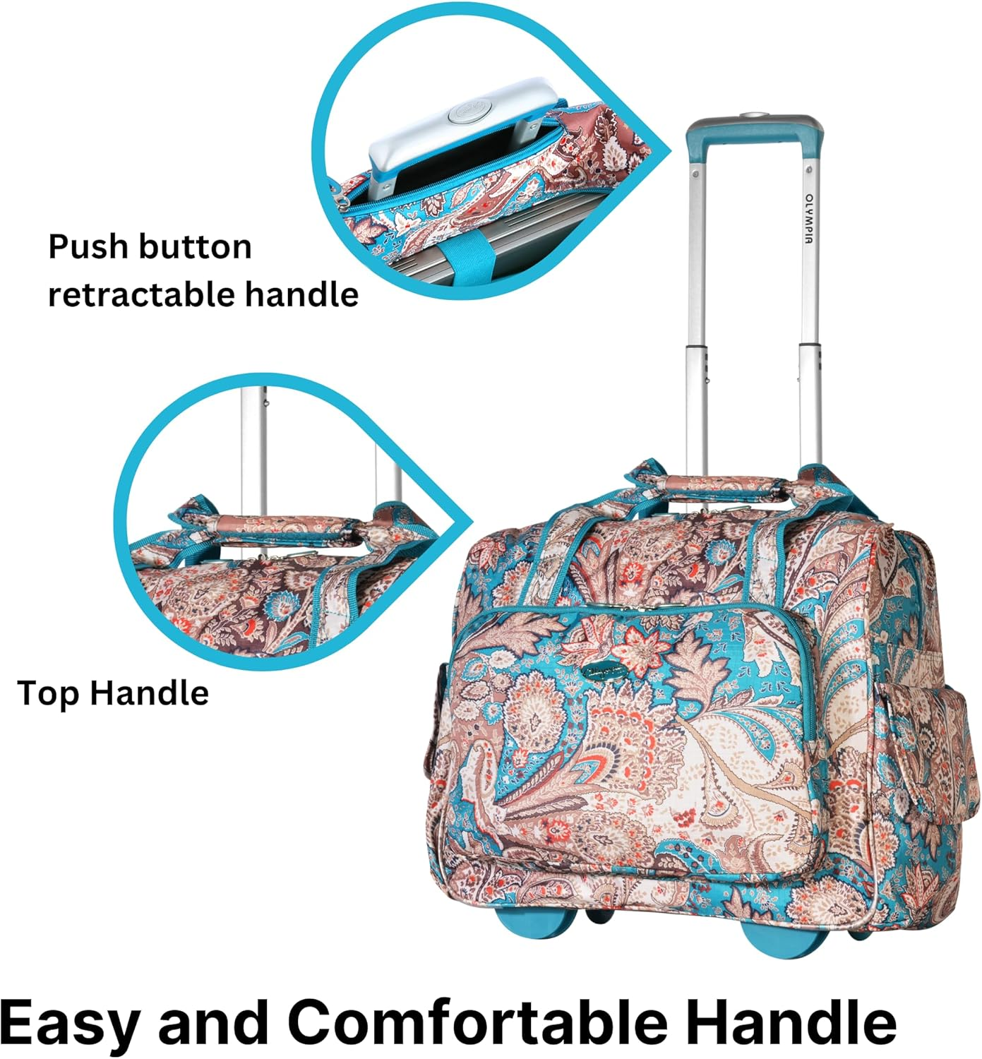 Olympia Deluxe Fashion Rolling Overnighter - Black/Purple image number 6